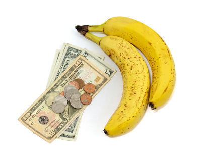 banana fruit with money