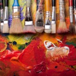 Paint brushes in a row